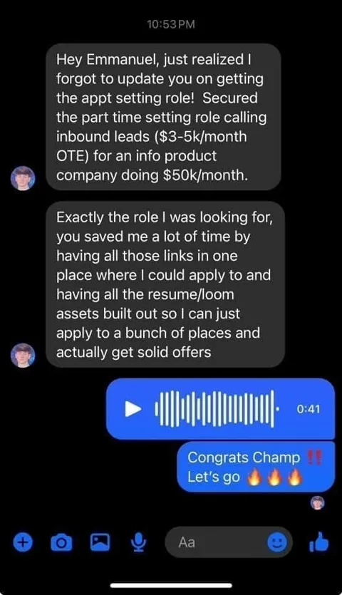 Message from a member